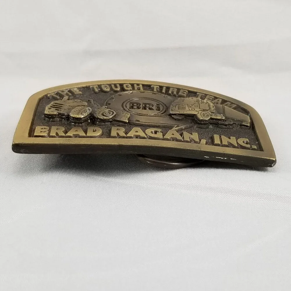Belt Buckle Brass Brad Ragan‎ Inc BRi The Tough Tire Team USA Made Spec Cast Inc